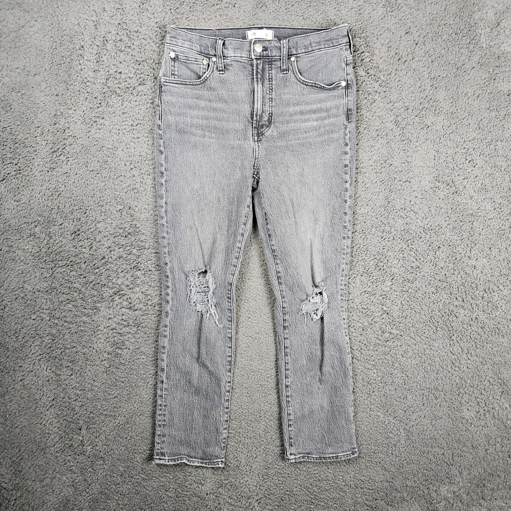 Madewell The Perfect Vintage Jean‎ Womens Gray Distressed Straight Leg Size 28